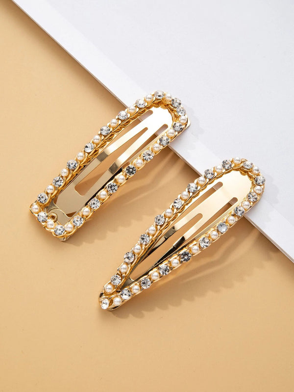 Reriti Pearl & Stone Elegant Hair Clip - Gold