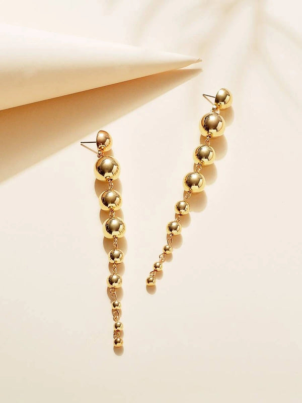 Reriti Long Drop Ball Earrings - Gold