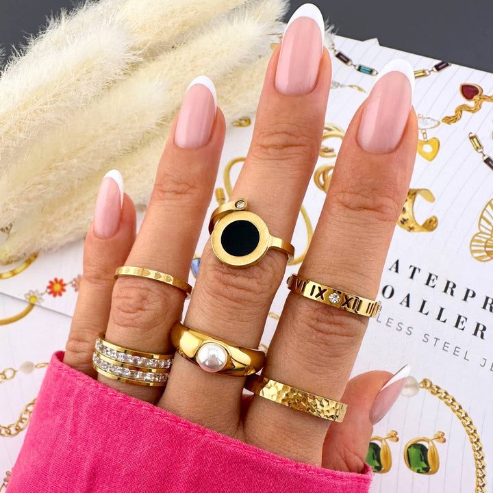 Reriti Intensity 18K gold plated Roman Numeral Finger Ring – Reriti ...
