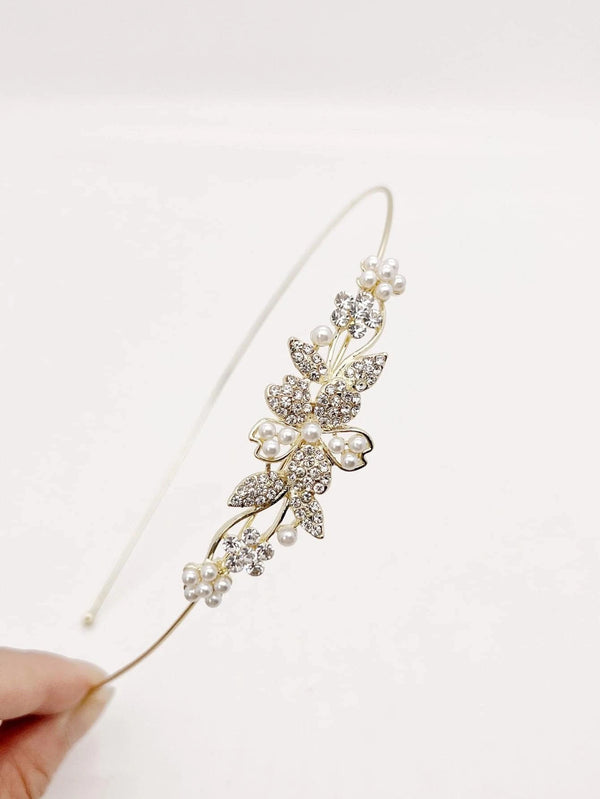 Reriti Flower & Pearl Glamorous Headband - Gold