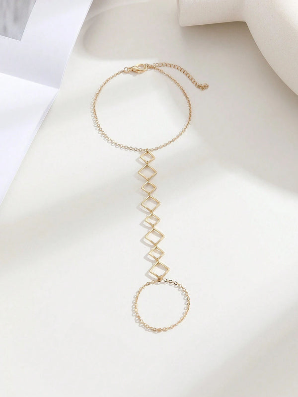 Reriti Diamond Shape Ring link Bracelet - Gold