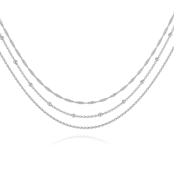 Reriti Intensity Stainless steel 3 Layered Silver Necklace