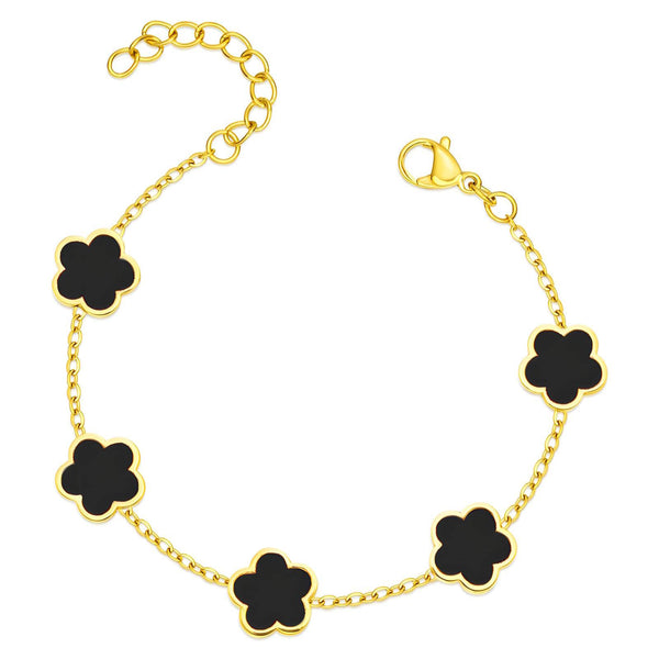 Reriti Intensity 18K gold plated Black Flower Meadow Bracelet