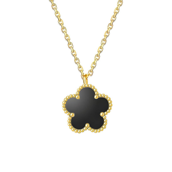 Reriti Intensity 18K gold plated Black Flower Necklace