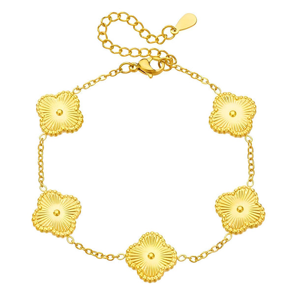 Reriti Intensity 18K gold plated Golden Four Leaf Clover Bracelet