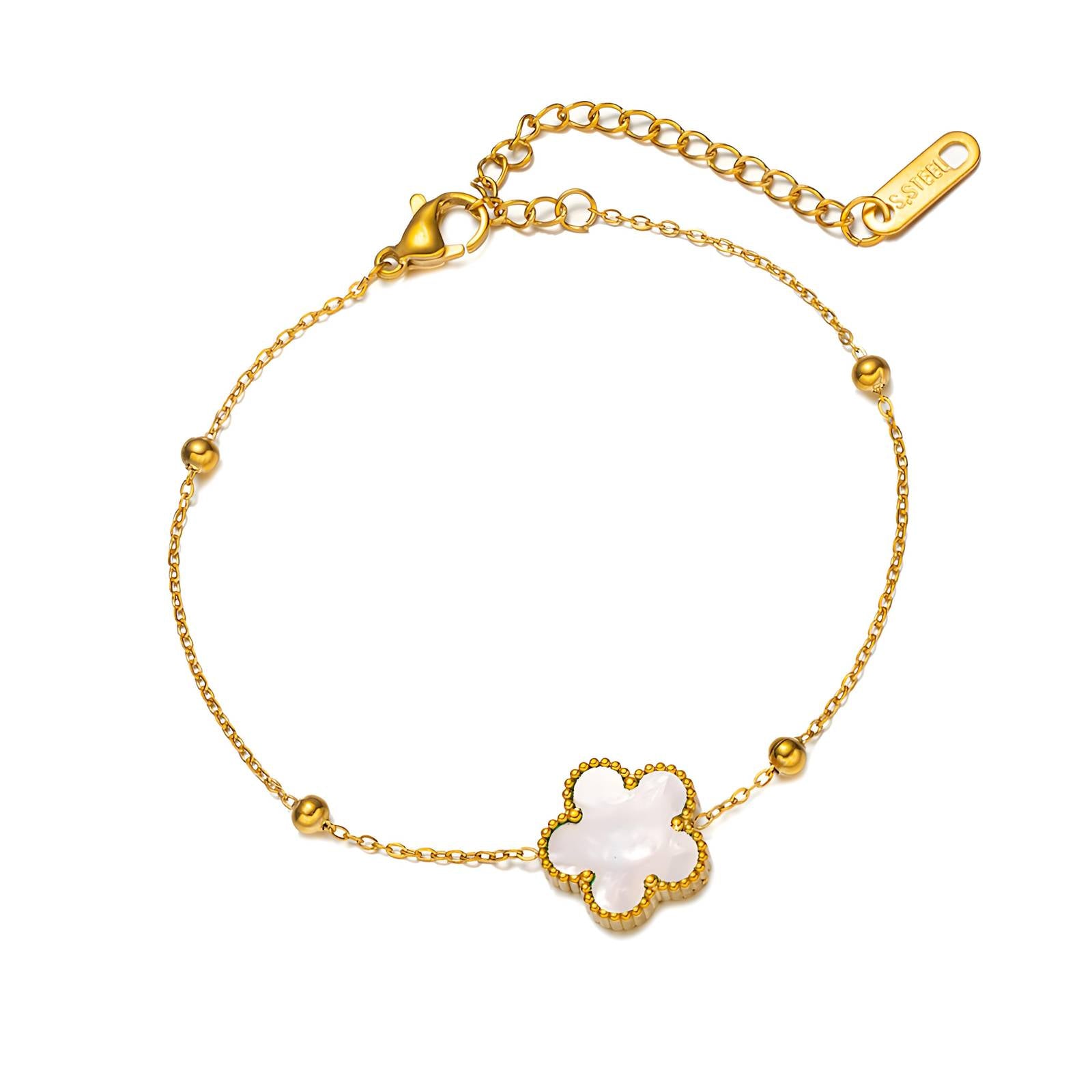 Reriti Intensity 18K gold plated Gold & White Flower Bracelet – Reriti ...