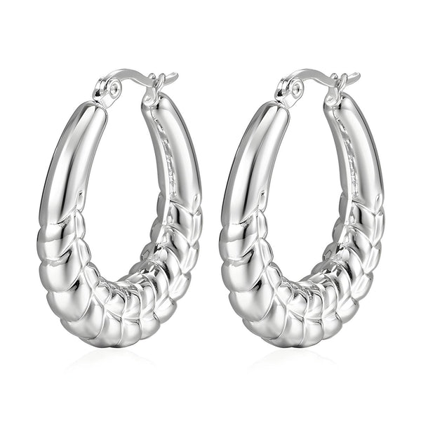 Reriti Intensity Stainless steel Silver Oval Shrimp Earrings