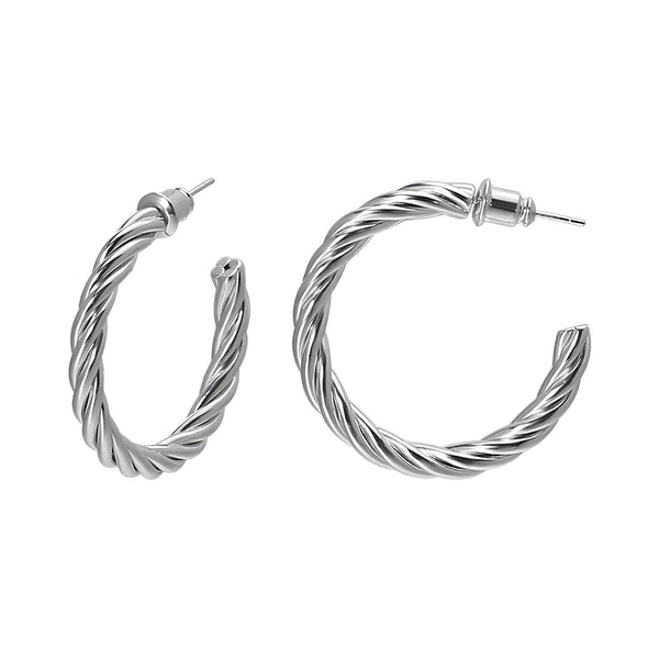 Reriti Intensity Stainless steel Silver Twisted Rope Earrings