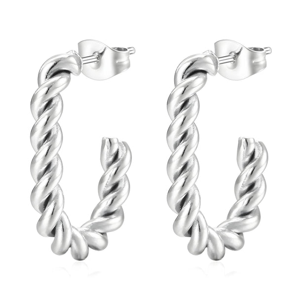 Reriti Intensity Silver plated Twisted Rope Earrings
