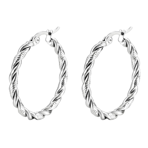 Reriti Intensity Stainless steel Silver Cable Edge Earrings