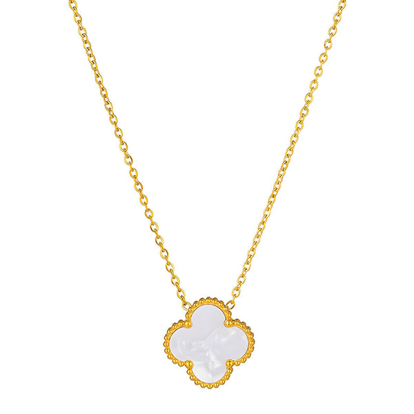 Reriti Intensity 18K gold plated White Leaf Pendant Necklace