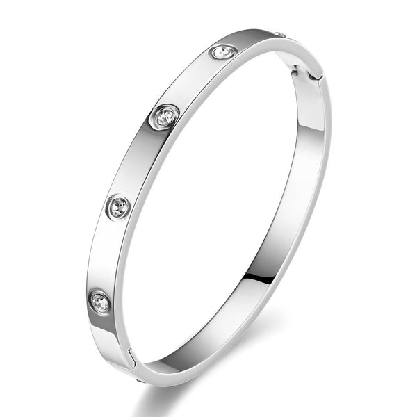 Reriti Intensity Stainless steel Silver Crystal love Bangle Bracelet