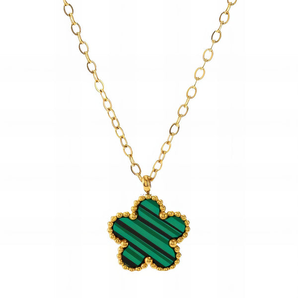 Reriti Intensity 18K gold plated Green Flower Necklace