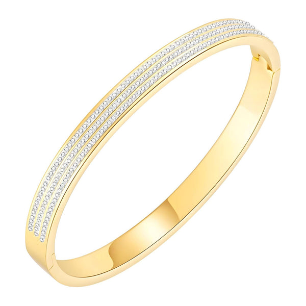 Reriti Intensity 18K gold plated Triple Line Crystal Bangle Bracelet