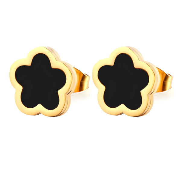 Reriti Intensity 18K gold plated Black Flowers Earrings