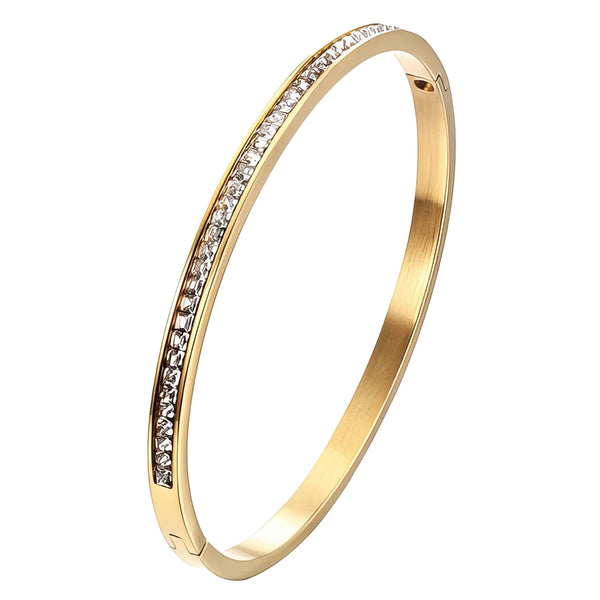 Reriti Intensity 18K gold plated Single Line Crystal Bangle Bracelet