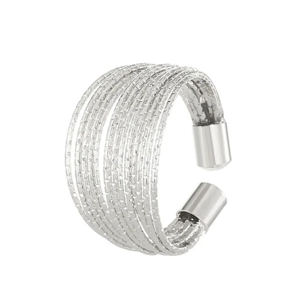 Reriti Multi-Layered Line Plain Ring - Silver