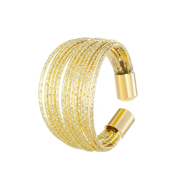 Reriti Multi-Layered Line Plain Ring - Gold